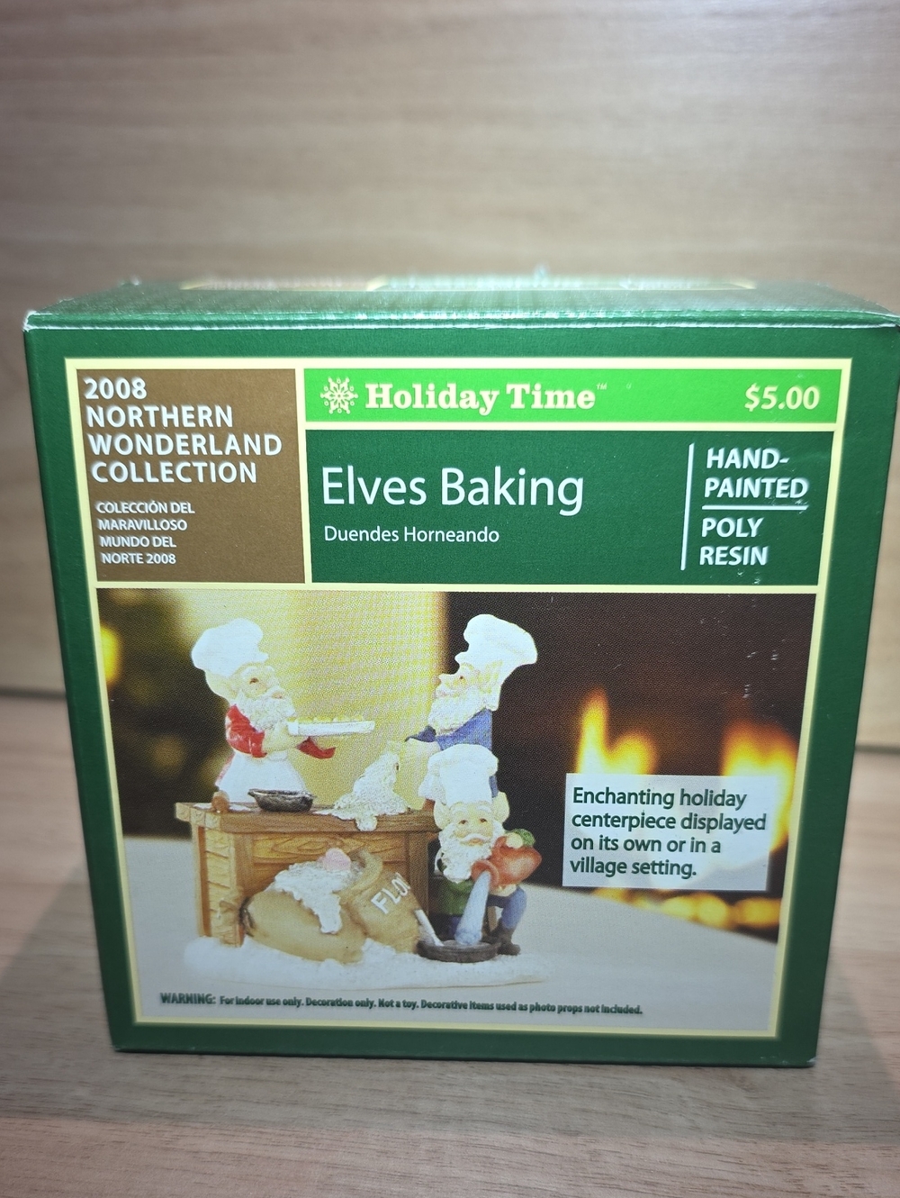 Vintage 2008 Holiday Time Elves Baking Figurine - Green, White, Red